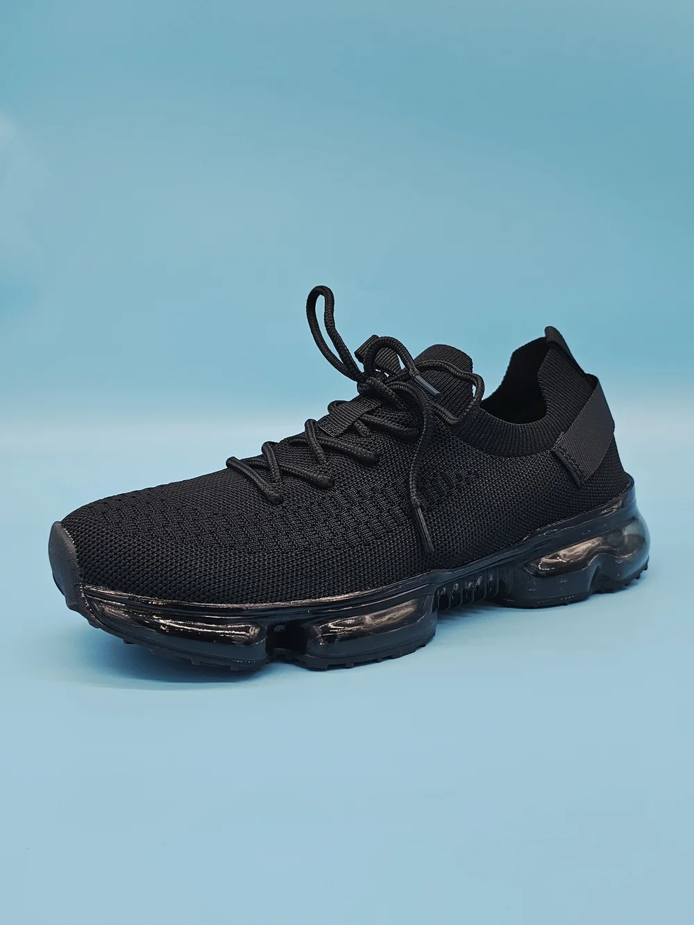 Women's Lightweight Black Knit Runner Sneakers